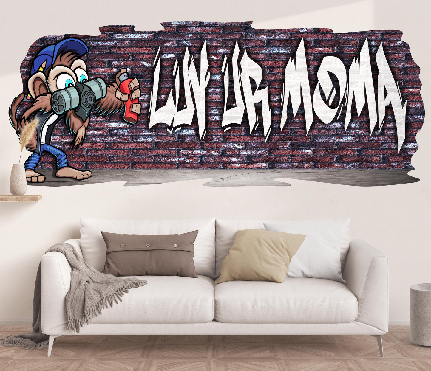 Mischievous Monkey-1 Graffiti Vinyl Wall Decal – Custom Name Street Art Decor
