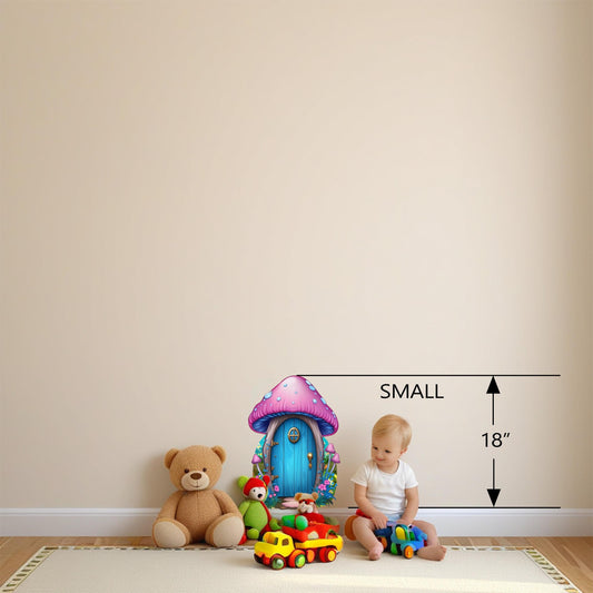 Whimsical Mushroom House Wall Decal – Large Vinyl Enchanted Forest Design