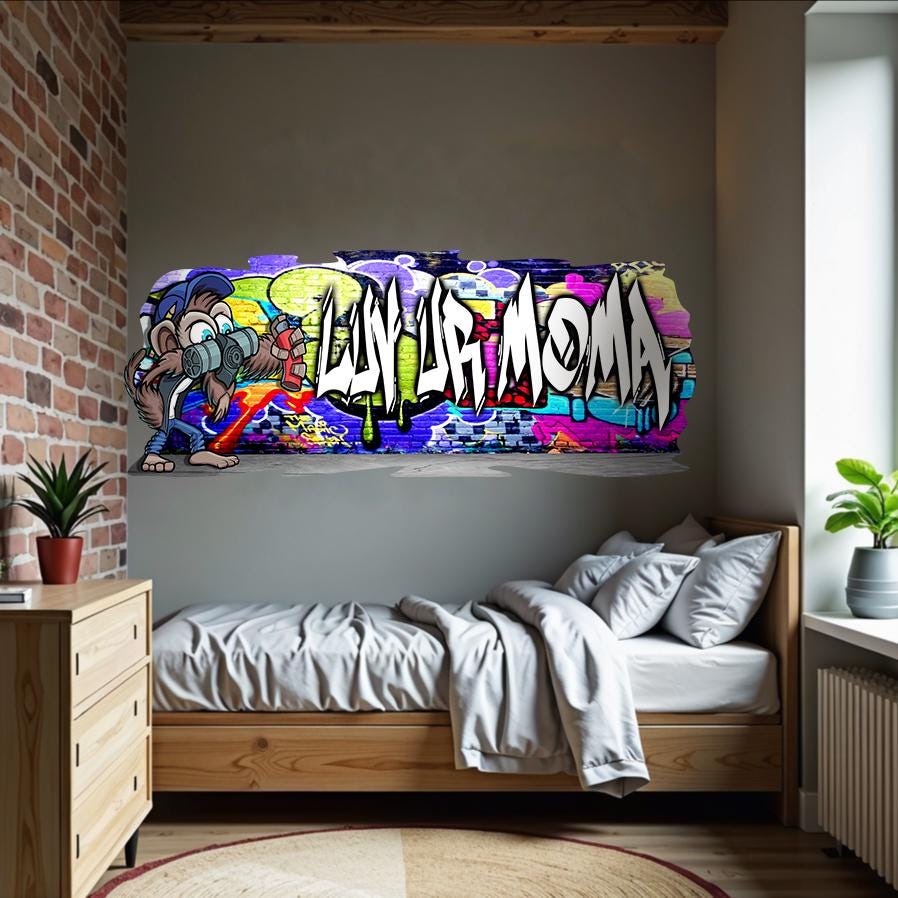 Mischievous Monkey-0 Graffiti Vinyl Wall Decal – Custom Name Street Art Decor