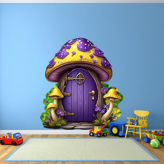 Whimsical Mushroom House vinyl wall decal