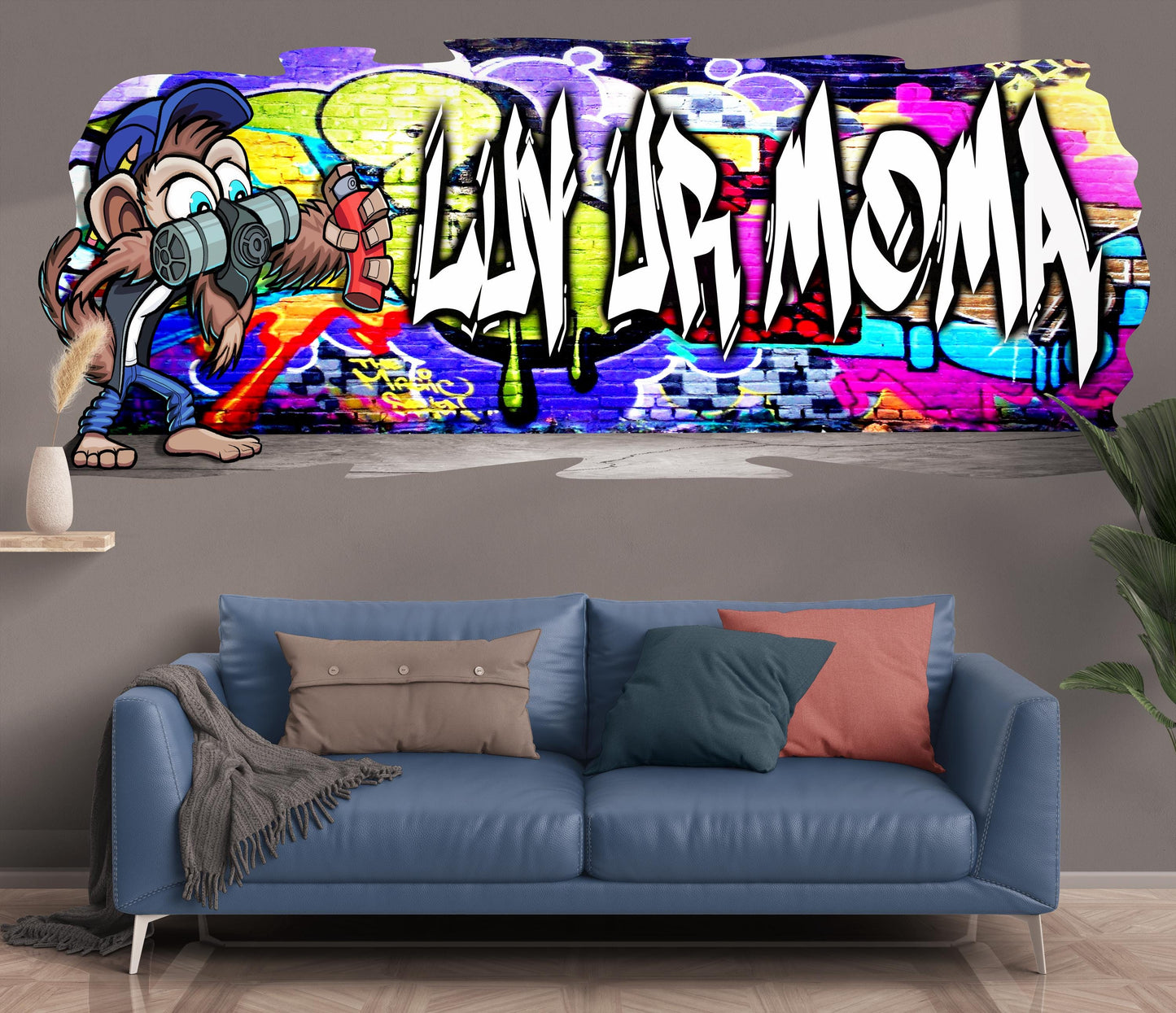 Mischievous Monkey-0 Graffiti Vinyl Wall Decal – Custom Name Street Art Decor