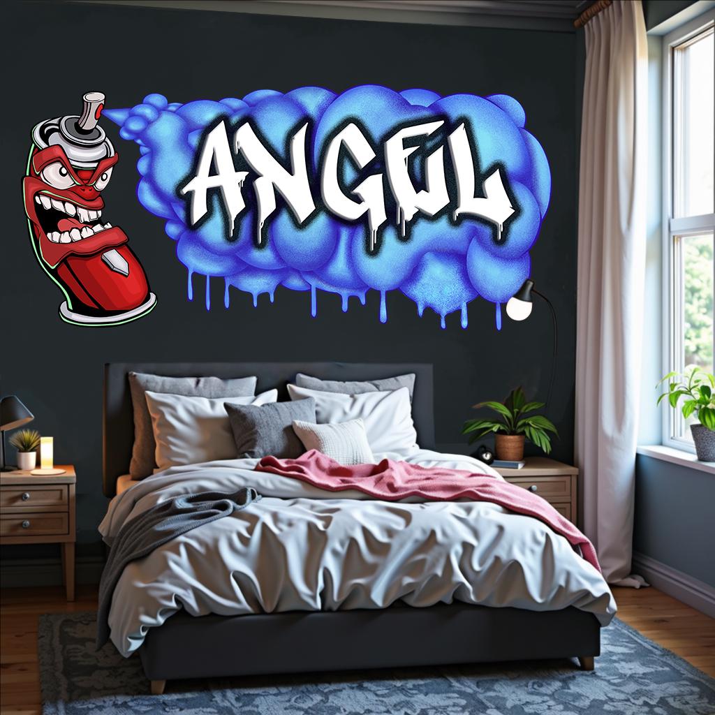 Custom Graffiti Spray Paint Can Wall Decal – “Stan the Can”-0 Art Sticker with Personalized Name – Urban Street Art Decor – Room Mural