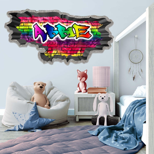 Personalized vinyl graffiti font wall sticker-Colorfull- 3D My Sticky Wall Decal - Vibrant Wall Decals Sticker - Unique Gift for Friends -