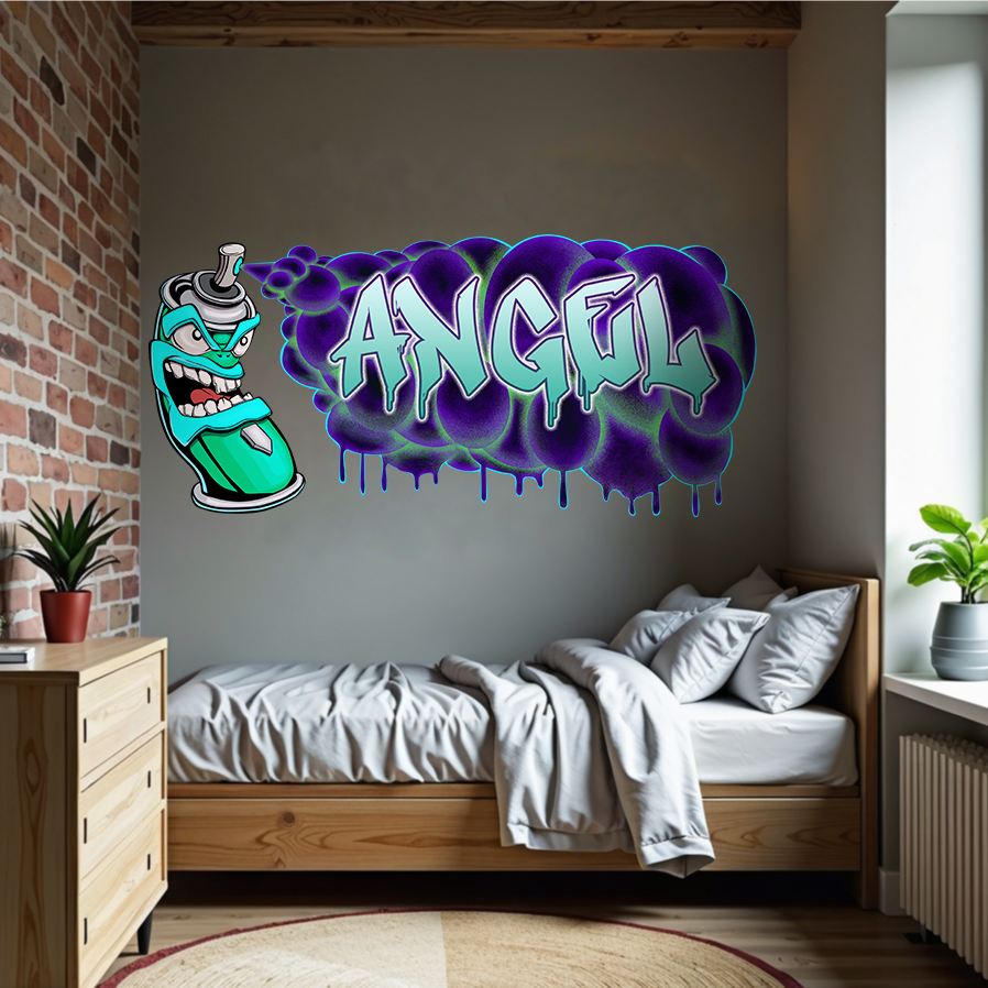 Custom Graffiti Spray Paint Can Wall Decal – “Stan the Can” Art Sticker with Personalized Name – Urban Street Art Decor – Room Mural (Copy) (Copy)