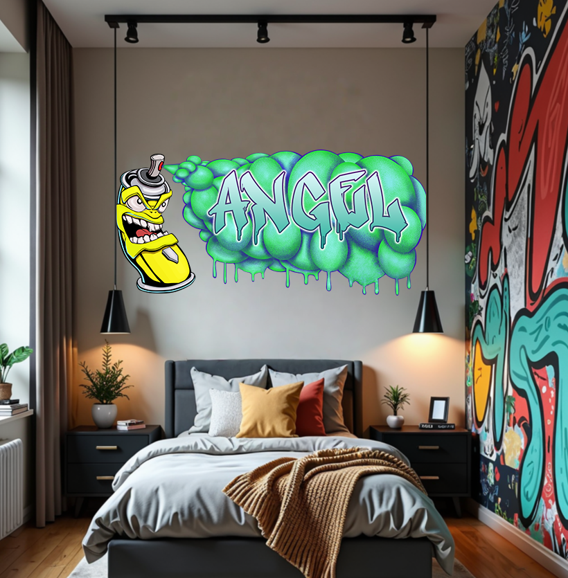 Custom Graffiti Spray Paint Can Wall Decal – “Stan the Can” Art Sticker with Personalized Name – Urban Street Art Decor – Room Mural (Copy) (Copy) (Copy)