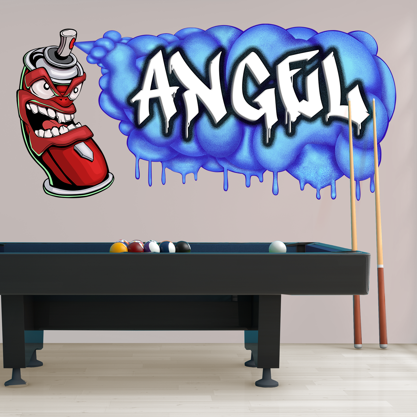 Custom Graffiti Spray Paint Can Wall Decal – “Stan the Can” Art Sticker with Personalized Name – Urban Street Art Decor – Room Mural