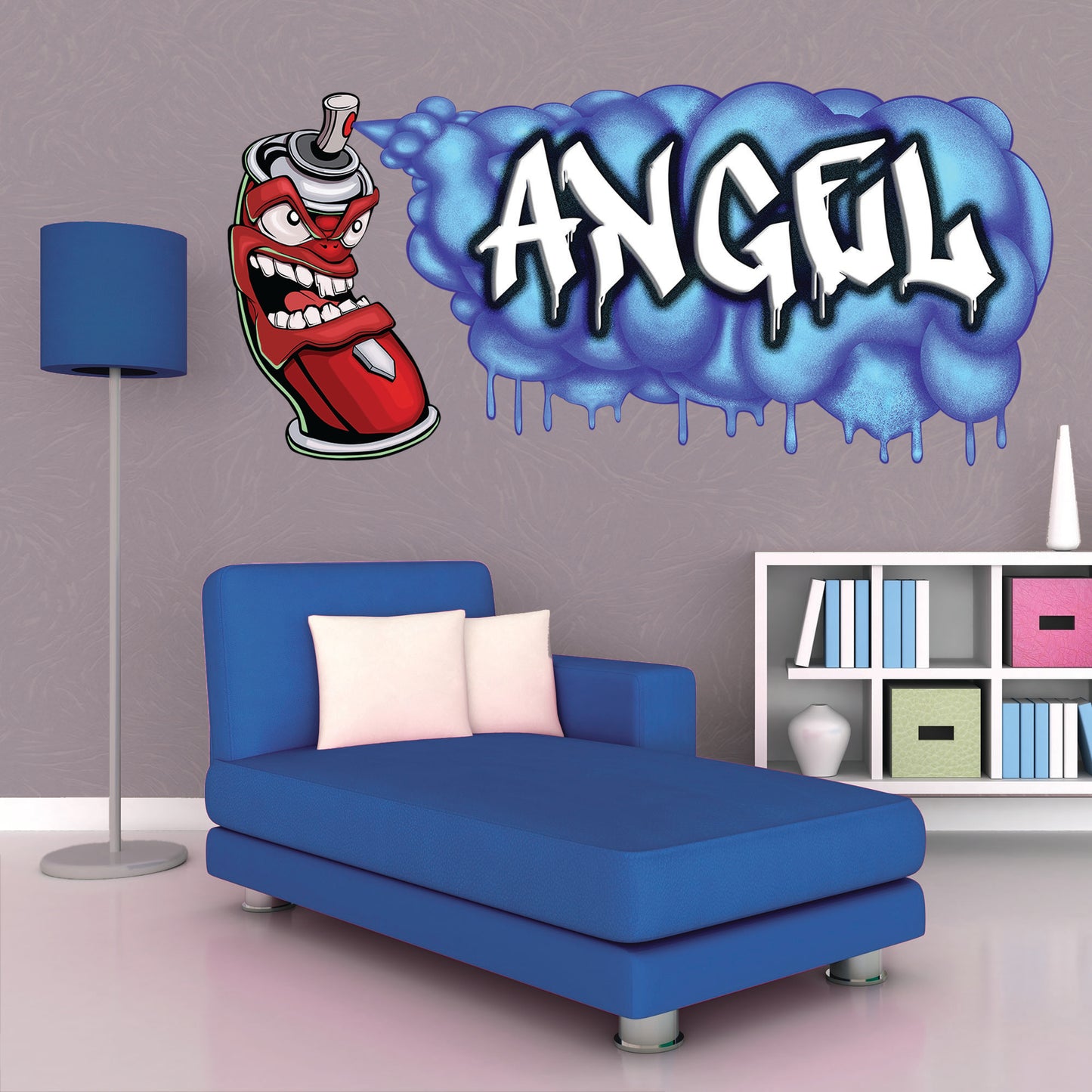 Custom Graffiti Spray Paint Can Wall Decal – “Stan the Can” Art Sticker with Personalized Name – Urban Street Art Decor – Room Mural