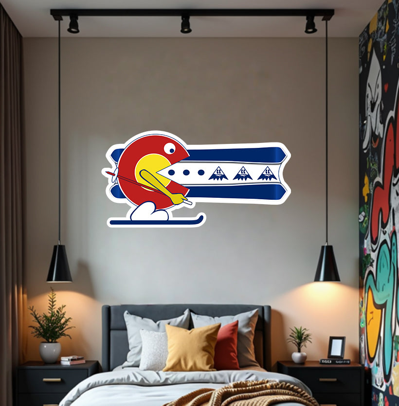 Colorado Pac-Man Skier Decal