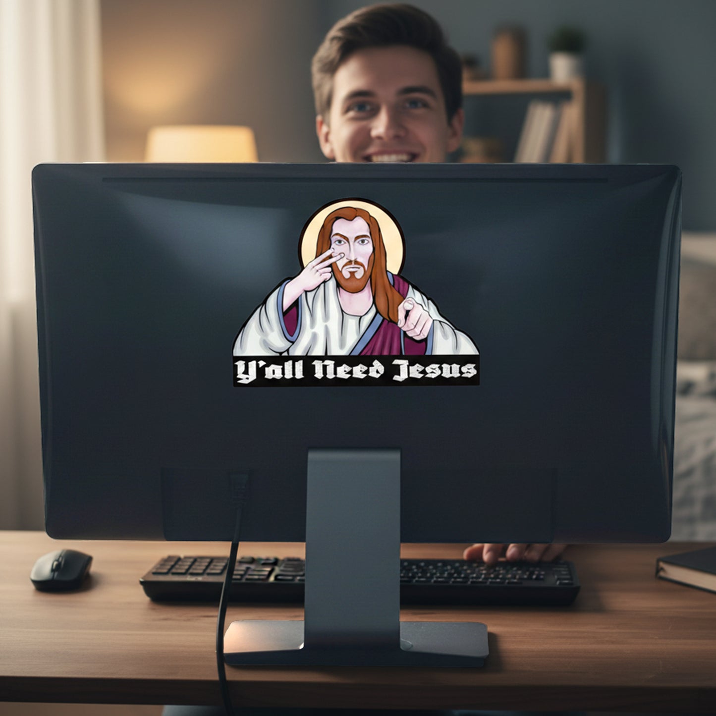 Funny Jesus Sticker Pack – Christian Humor Decals Set of 3 | “Y’all Need Jesus” “I’m Telling DAD” “I SAW THAT” | Faith Stickers Gift