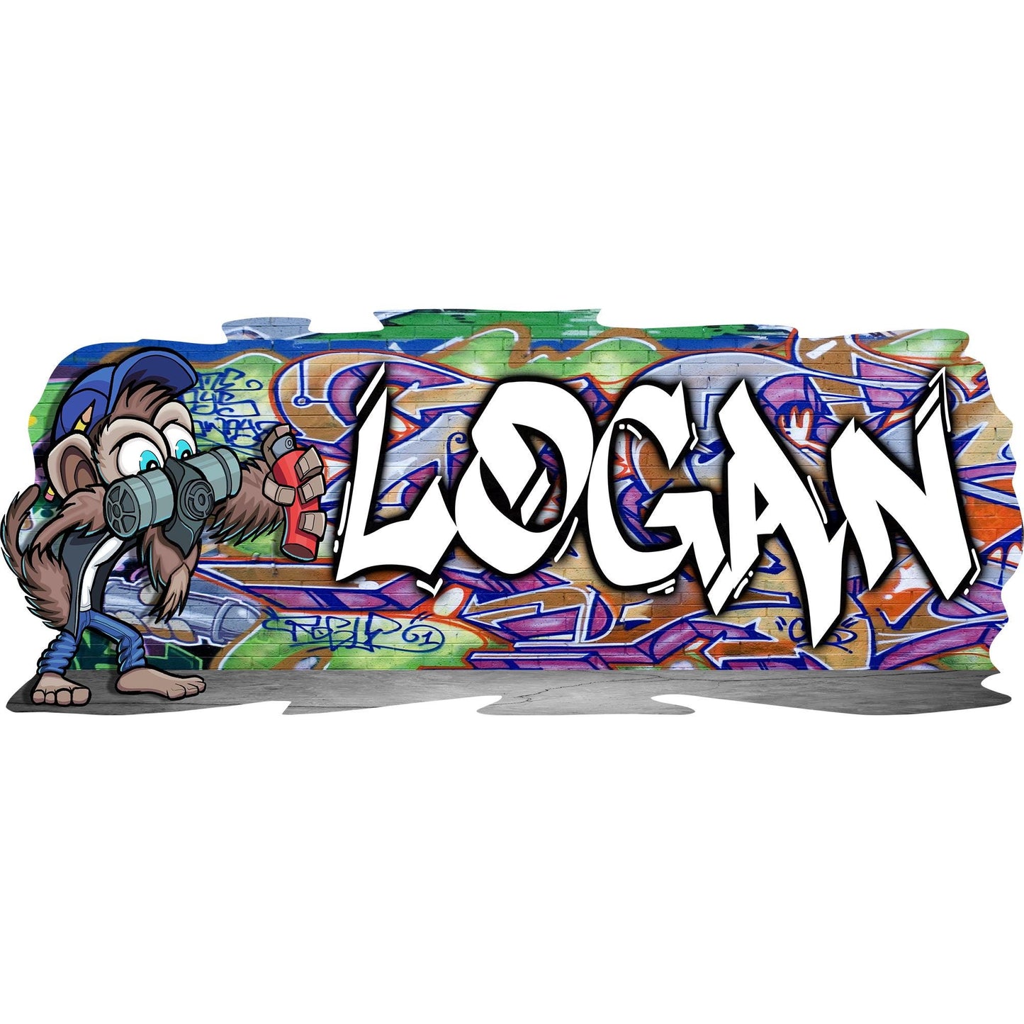 Mischievous Monkey-2 Graffiti Vinyl Wall Decal – Custom Name Street Art Decor