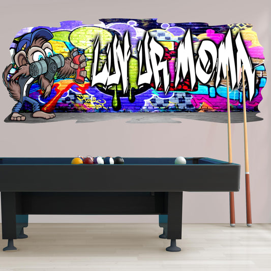 Mischievous Monkey-0 Graffiti Vinyl Wall Decal – Custom Name Street Art Decor