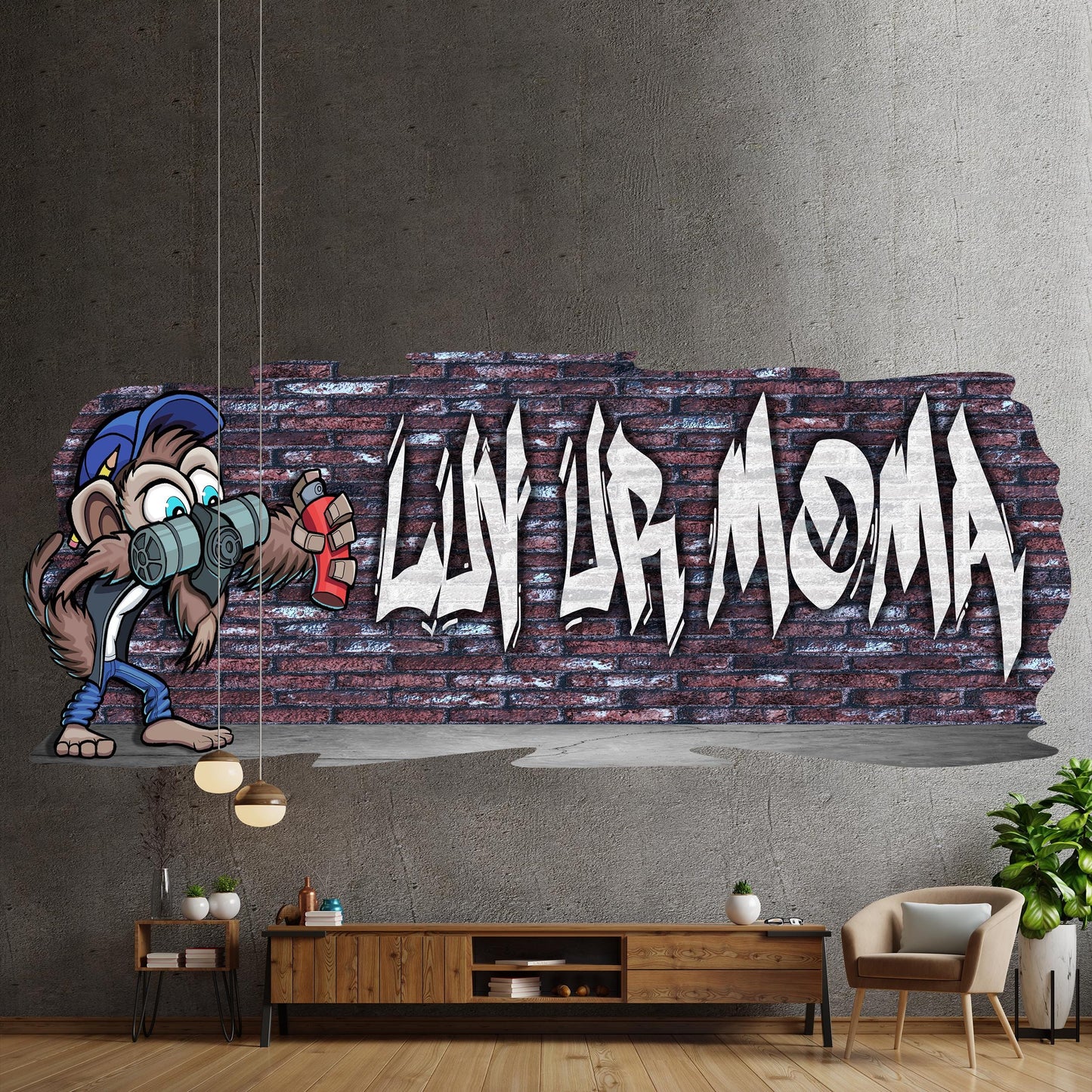 Mischievous Monkey-1 Graffiti Vinyl Wall Decal – Custom Name Street Art Decor