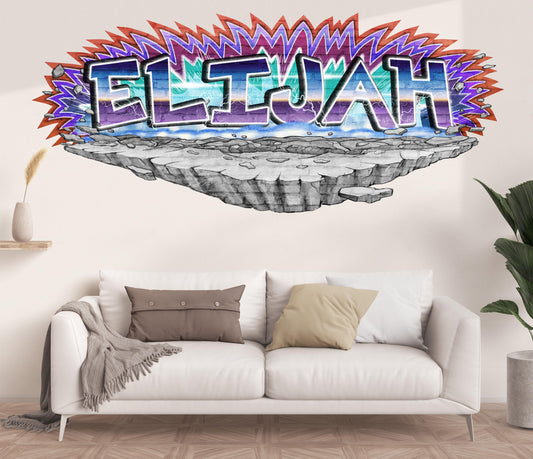 Custom Graffiti-0 Style Space Rock Wall Decal – Anime & Urban Art Explosion!