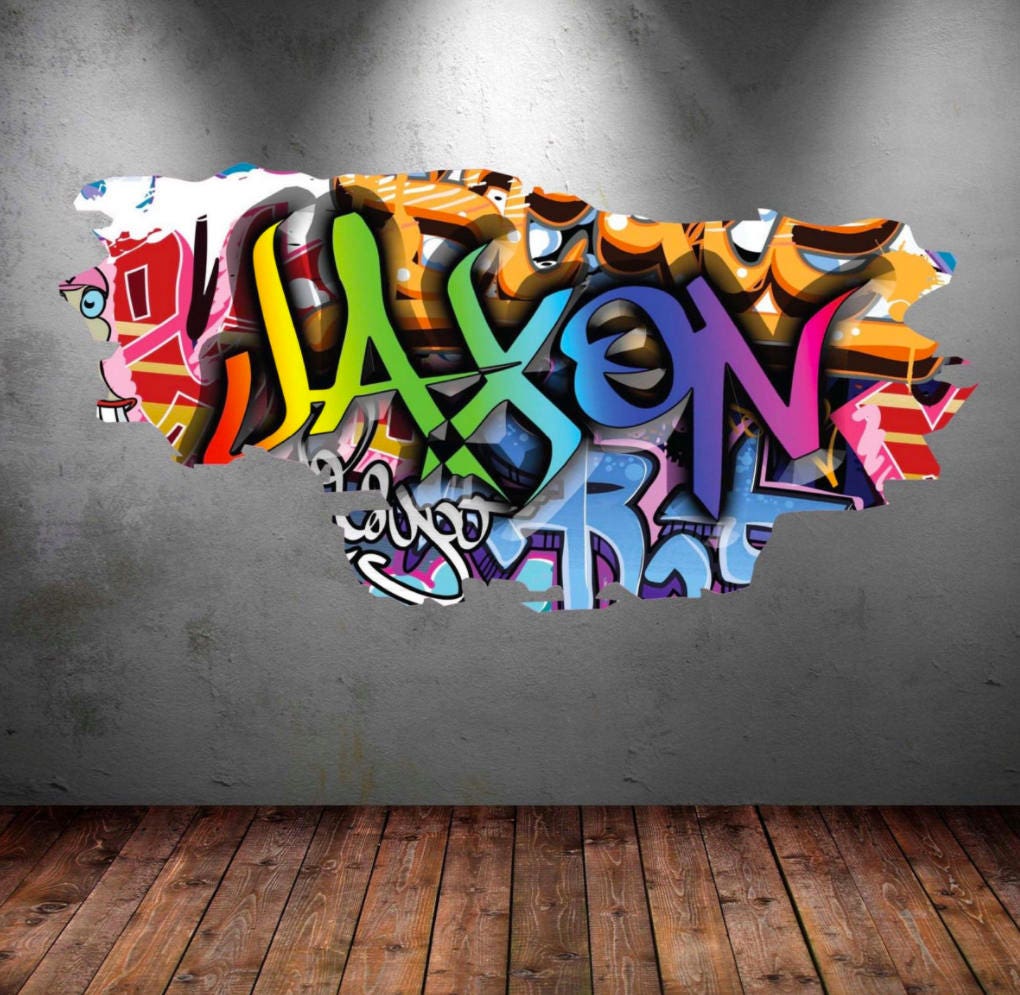 Custom Graffiti Name Wall Decal, Personalized Room Decor, Hip Hop Vinyl Sticker, Removable Wall Mural, Gift for Kids, 3D Wall Art