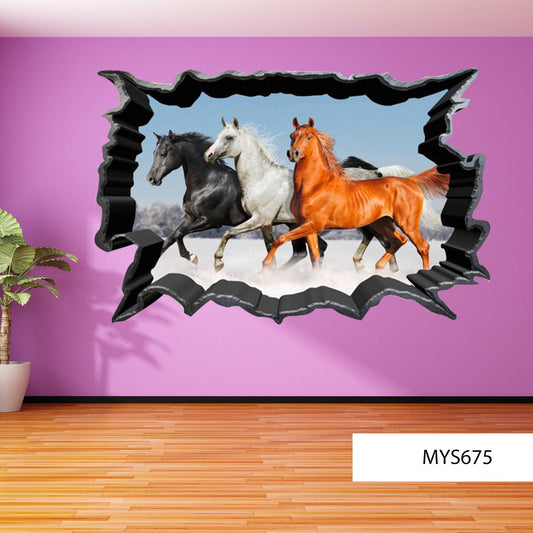 HORSES WALL STICKER, Wild Horses Decal, Animal Illustration, Horse Lover Gift, Wild Horses Sticker, Horse Room Decor, Girls Dorm Mural
