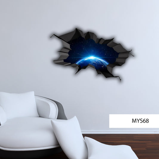 EARTH SPACE DECAL, 3d Wall Sticker, Sticker Wall Decal, Galaxy 3d Sticker, Science Room Décor, Stars Wall Decal