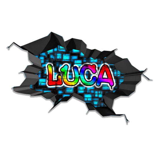 Personalized Graffiti Name Wall Decal - Custom Art Decor for Kids - Vibrant Wall Sticker - Unique Gift Idea - Colorful Brick Wall Mural