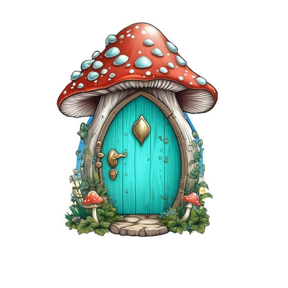 Whimsical Mushroom House Wall Decal – Enchanting Forest Theme