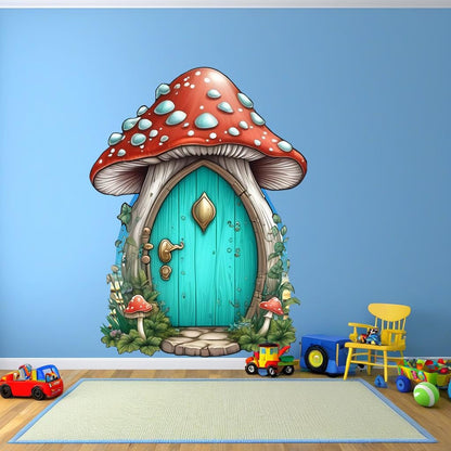 Whimsical Mushroom House Wall Decal – Enchanting Forest Theme