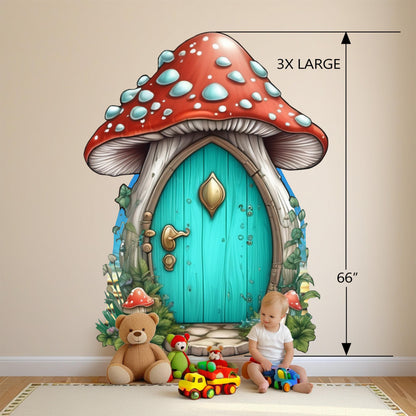 Whimsical Mushroom House Wall Decal – Enchanting Forest Theme