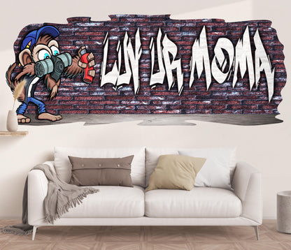 Mischievous Monkey-1 Graffiti Vinyl Wall Decal – Custom Name Street Art Decor