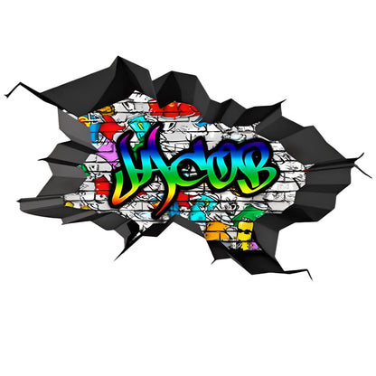3D Custom Name Wall Mural Decal, Brick Graffiti Decor, Personalized Teen Room Decor, Large Sticker, Bedroom Wall Art, Street Art Wall Decal