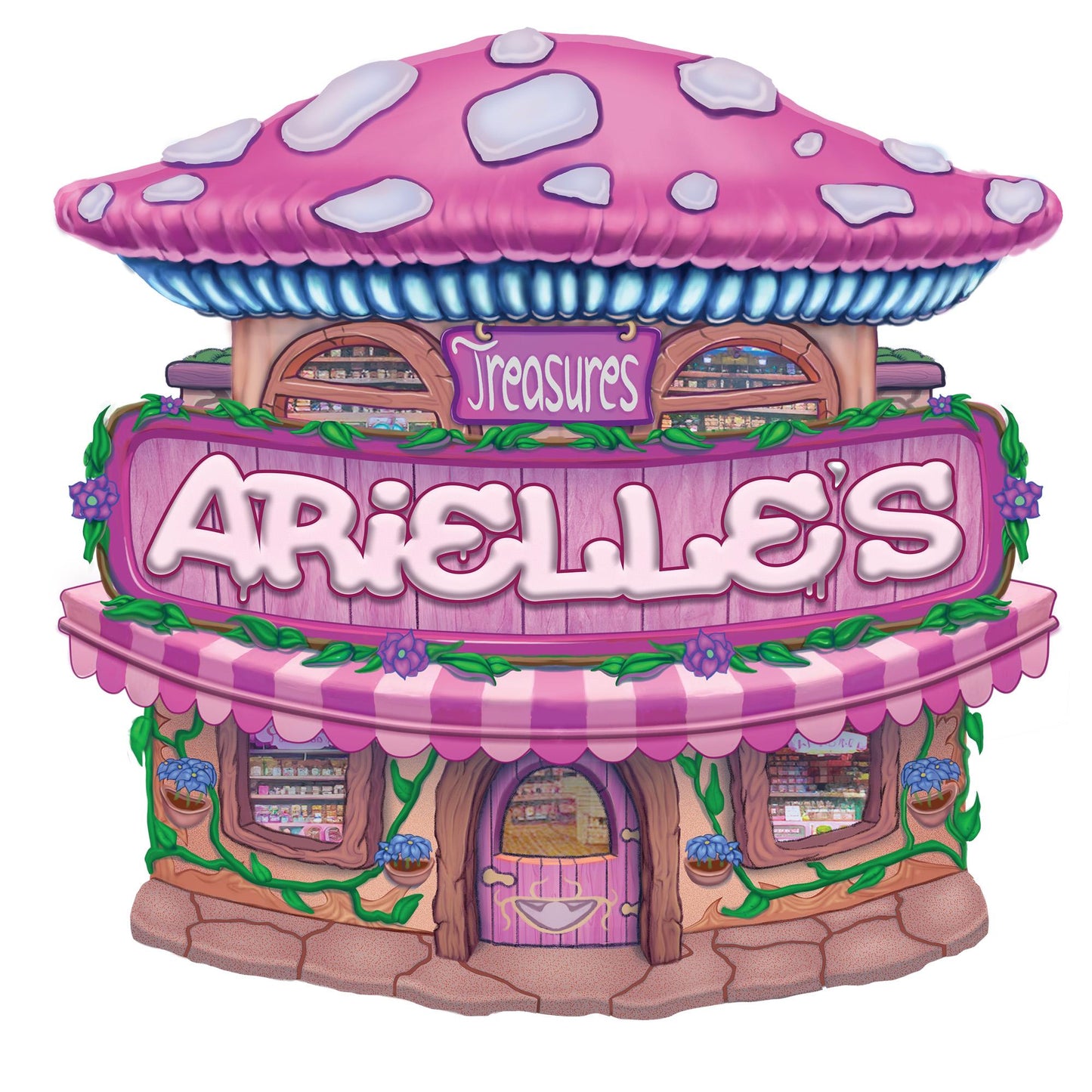 Custom Fantasy Mushroom Gift Shop Wall Decal
