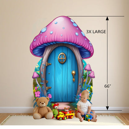 Whimsical Mushroom House Wall Decal – Large Vinyl Enchanted Forest Design