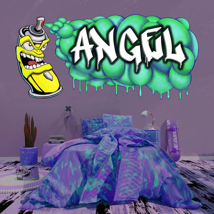 Custom Graffiti Spray Paint Can Wall Decal – “Stan the Can”-1 Art Sticker with Personalized Name – Urban Street Art Decor – Room Mural