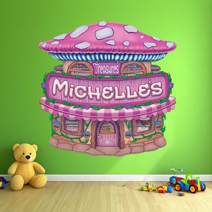 Custom Fantasy Mushroom Gift Shop Wall Decal