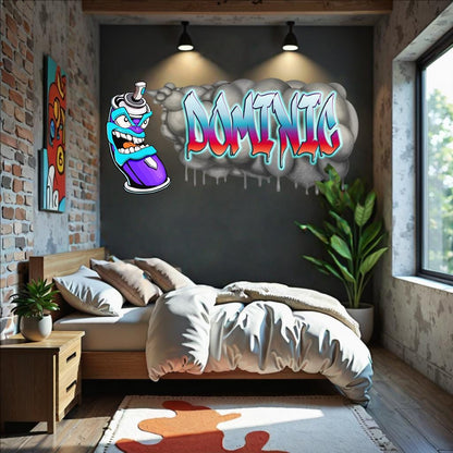 Custom Graffiti Spray Paint Can Wall Decal – “Stan the Can”-4 Art Sticker with Personalized Name – Urban Street Art Decor – Room Mural