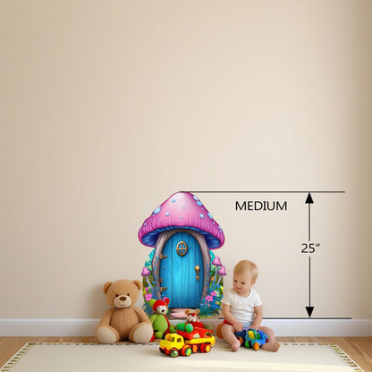 Whimsical Mushroom House Wall Decal – Large Vinyl Enchanted Forest Design