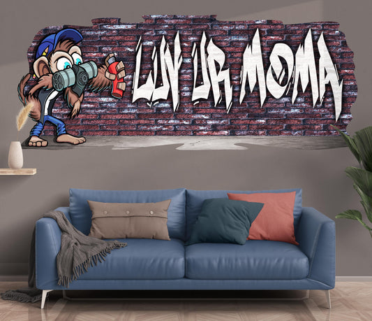 Mischievous Monkey-1 Graffiti Vinyl Wall Decal – Custom Name Street Art Decor