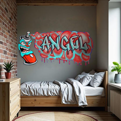 Custom Graffiti Spray Paint Can Wall Decal – “Stan the Can”-5 Art Sticker with Personalized Name – Urban Street Art Decor – Room Mural