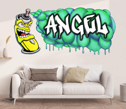 Custom Graffiti Spray Paint Can Wall Decal – “Stan the Can”-1 Art Sticker with Personalized Name – Urban Street Art Decor – Room Mural