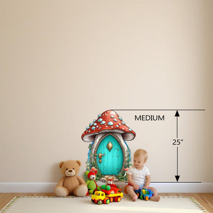 Whimsical Mushroom House Wall Decal – Enchanting Forest Theme