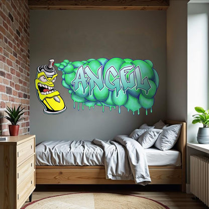 Custom Graffiti Spray Paint Can Wall Decal – “Stan the Can”-3 Art Sticker with Personalized Name – Urban Street Art Decor – Room Mural