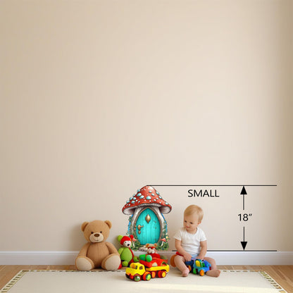 Whimsical Mushroom House Wall Decal – Enchanting Forest Theme