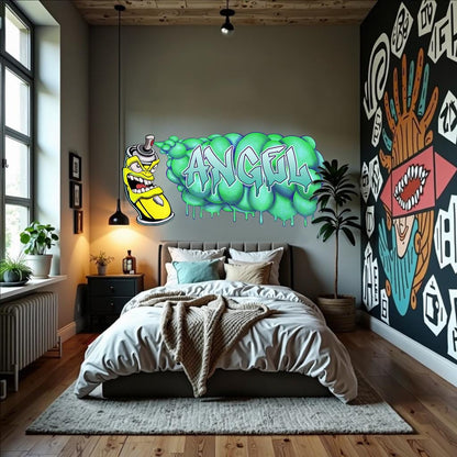 Custom Graffiti Spray Paint Can Wall Decal – “Stan the Can”-3 Art Sticker with Personalized Name – Urban Street Art Decor – Room Mural