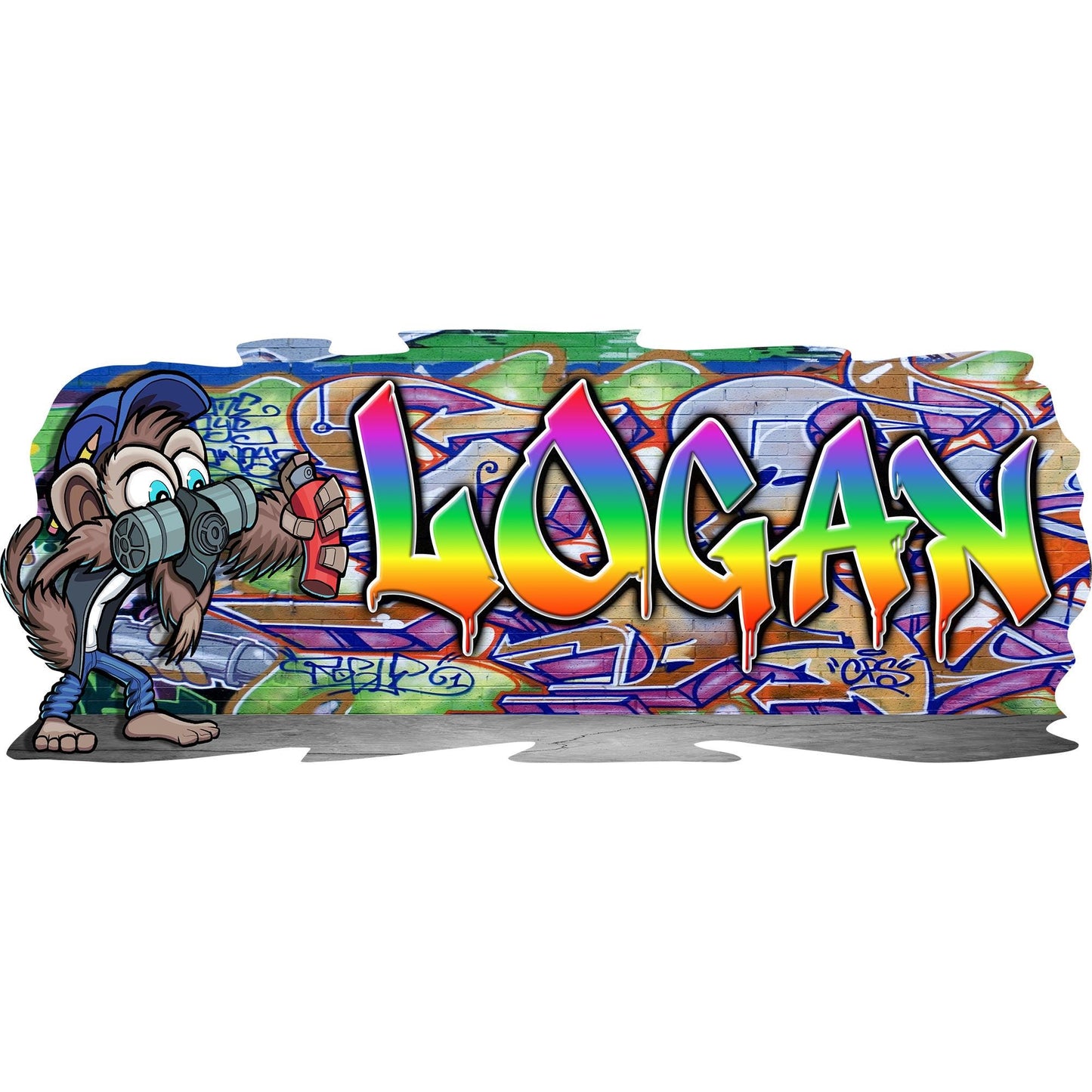 Mischievous Monkey-3 Graffiti Vinyl Wall Decal – Custom Name Street Art Decor
