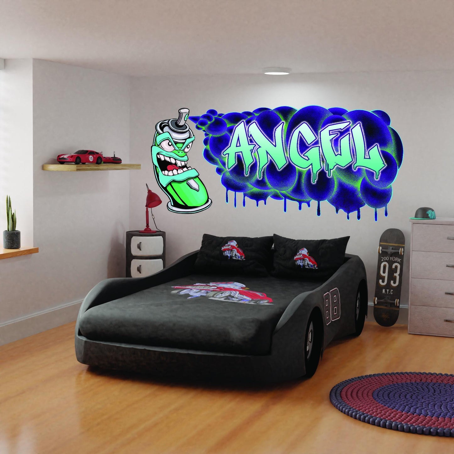 Custom Graffiti Spray Paint Can Wall Decal – “Stan the Can”-2 Art Sticker with Personalized Name – Urban Street Art Decor – Room Mural