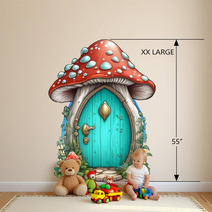 Whimsical Mushroom House Wall Decal – Enchanting Forest Theme