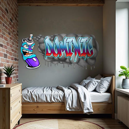 Custom Graffiti Spray Paint Can Wall Decal – “Stan the Can”-4 Art Sticker with Personalized Name – Urban Street Art Decor – Room Mural