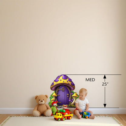 Whimsical Mushroom House vinyl wall decal