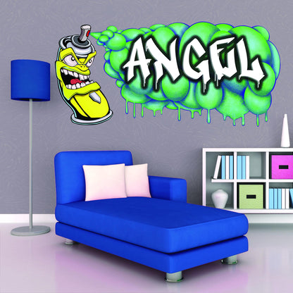 Custom Graffiti Spray Paint Can Wall Decal – “Stan the Can”-1 Art Sticker with Personalized Name – Urban Street Art Decor – Room Mural