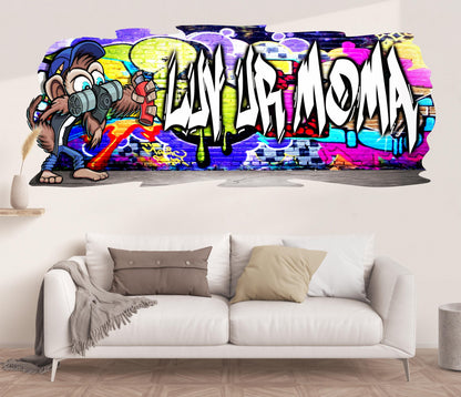 Mischievous Monkey-0 Graffiti Vinyl Wall Decal – Custom Name Street Art Decor