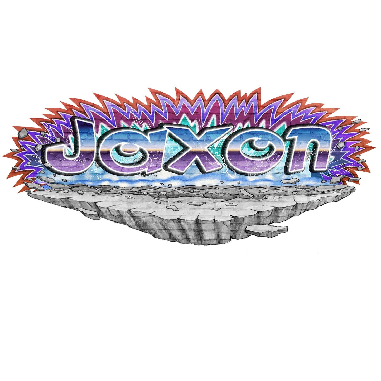 Custom Graffiti-0 Style Space Rock Wall Decal – Anime & Urban Art Explosion!