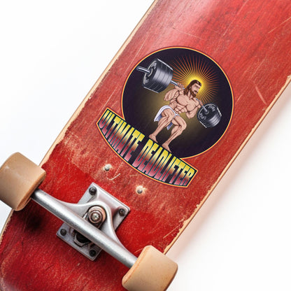 Ultimate Deadlifter  Vinyl Decal humorous depiction of a buff Jesus.