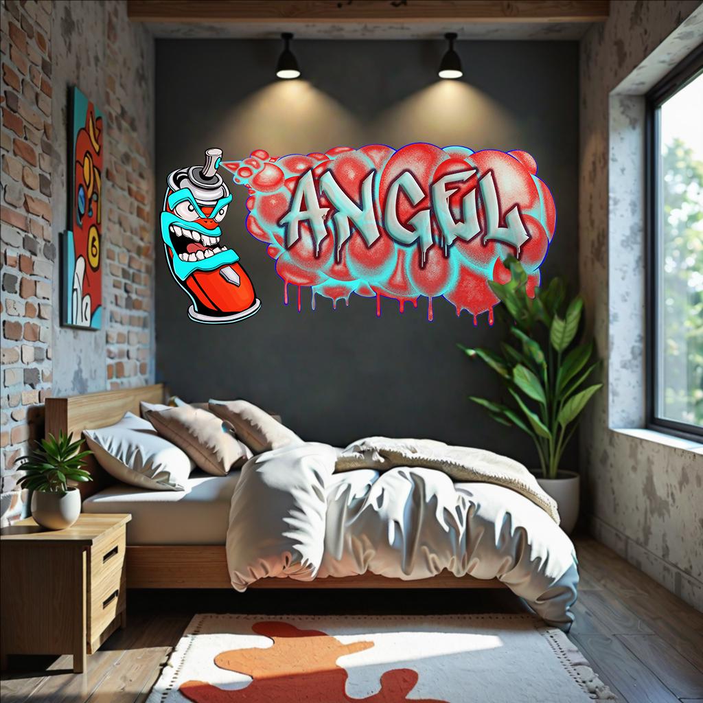 Custom Graffiti Spray Paint Can Wall Decal – “Stan the Can”-5 Art Sticker with Personalized Name – Urban Street Art Decor – Room Mural