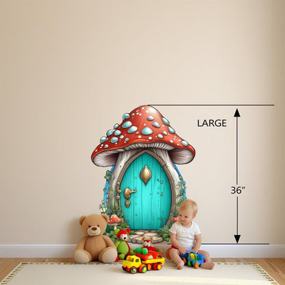 Whimsical Mushroom House Wall Decal – Enchanting Forest Theme